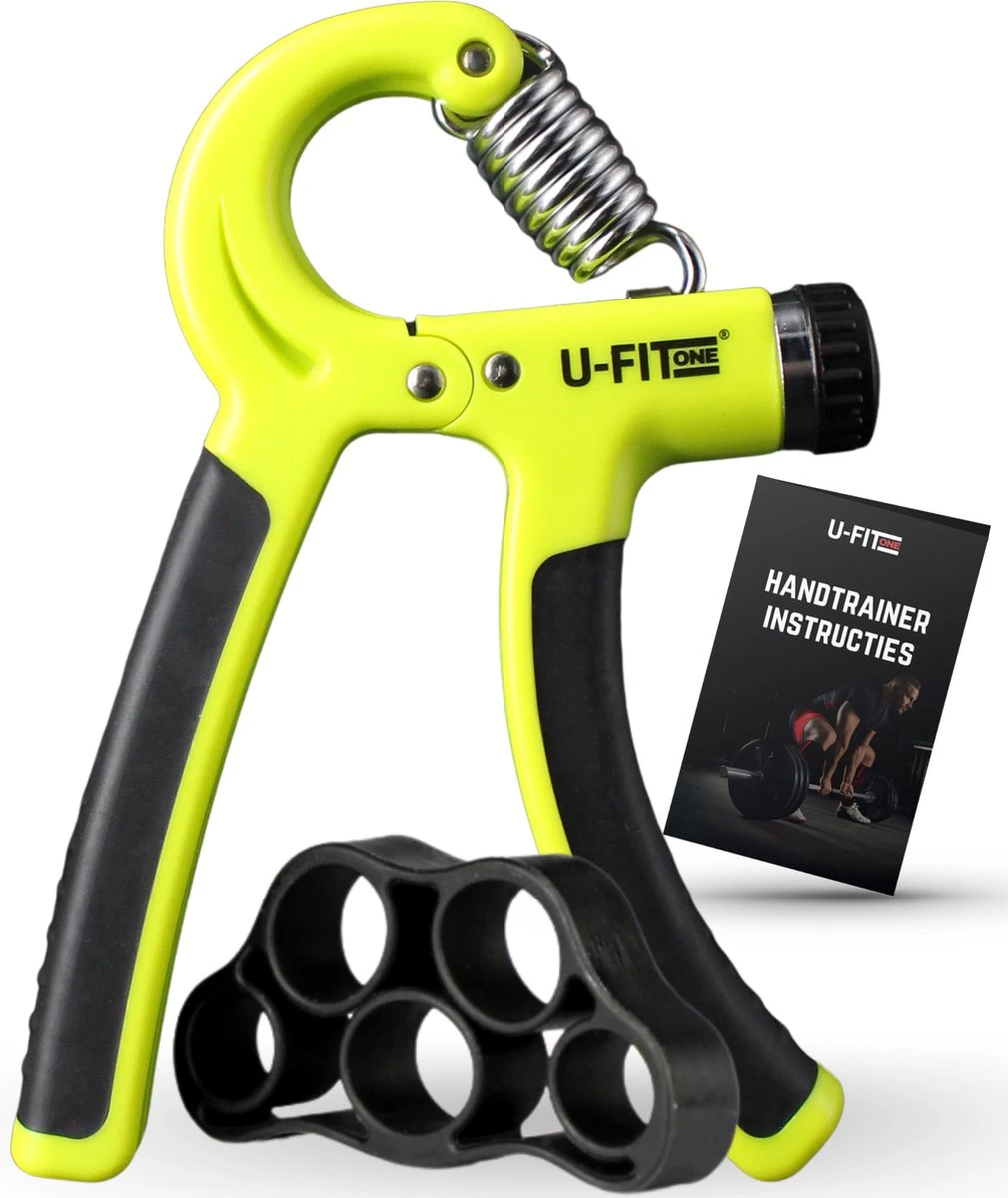 U-Fit One Green Handtrainer Met Vingertrainer - Handknijper Set - Knijphalter - Onderarm Trainer - Vinger - Fitness 3 U-Fit One Green Handtrainer Met Vingertrainer - Handknijper Set - Knijphalter - Onderarm Trainer - Vinger - Fitness