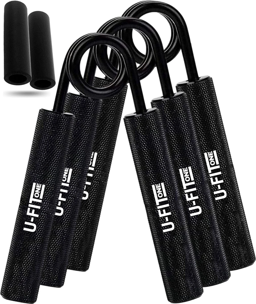 U-Fit One 3 Delige Metal Handtrainer Set - 90kg, 113kg, 136kg - Grip Trainer - Handknijper - Knijphalter - Armtrainer - Hand Knijper - Handgripper - Heavy Gripper - Onderarm - Buigveer - Zwart 3 U-Fit One 3 Delige Metal Handtrainer Set - 90kg, 113kg, 136kg - Grip Trainer - Handknijper - Knijphalter - Armtrainer - Hand Knijper - Handgripper - Heavy Gripper - Onderarm - Buigveer - Zwart