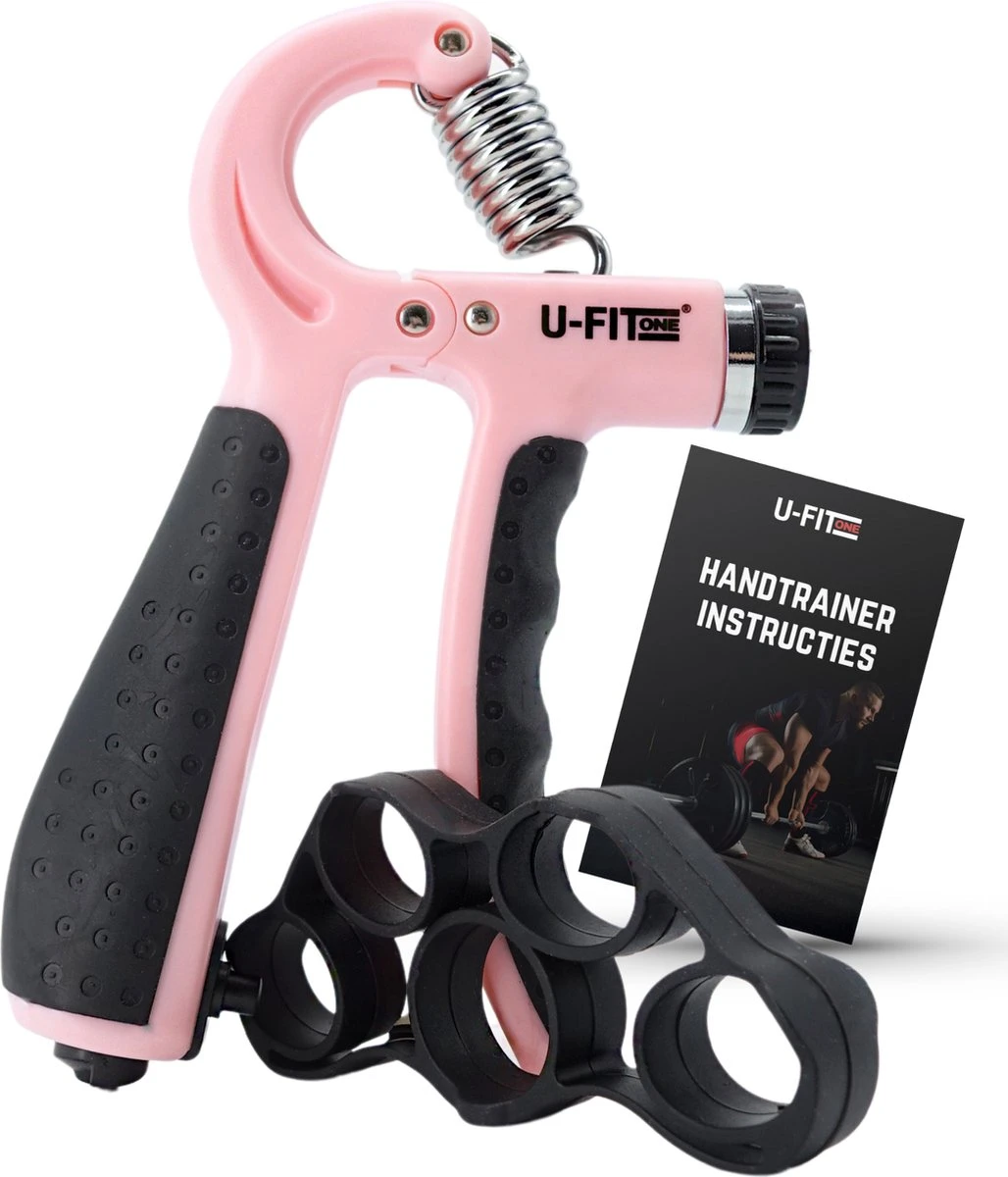 U-Fit One Teller Handtrainer 10 Tot 60kg - Verstelbare Handgrip - Handknijper - Vingertrainer - Onderarm Grip Trainer - Roze 3 U-Fit One Teller Handtrainer 10 Tot 60kg - Verstelbare Handgrip - Handknijper - Vingertrainer - Onderarm Grip Trainer - Roze