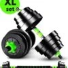 EchoGoods Halterset 30 KG - 2x15 KG - GRATIS Trainingschema - Dumbell Set - Barbell Halterstang Met Gewichten – Verstelbare Dumbells Met Gewichtschijven - Fitness Stang - Black Friday