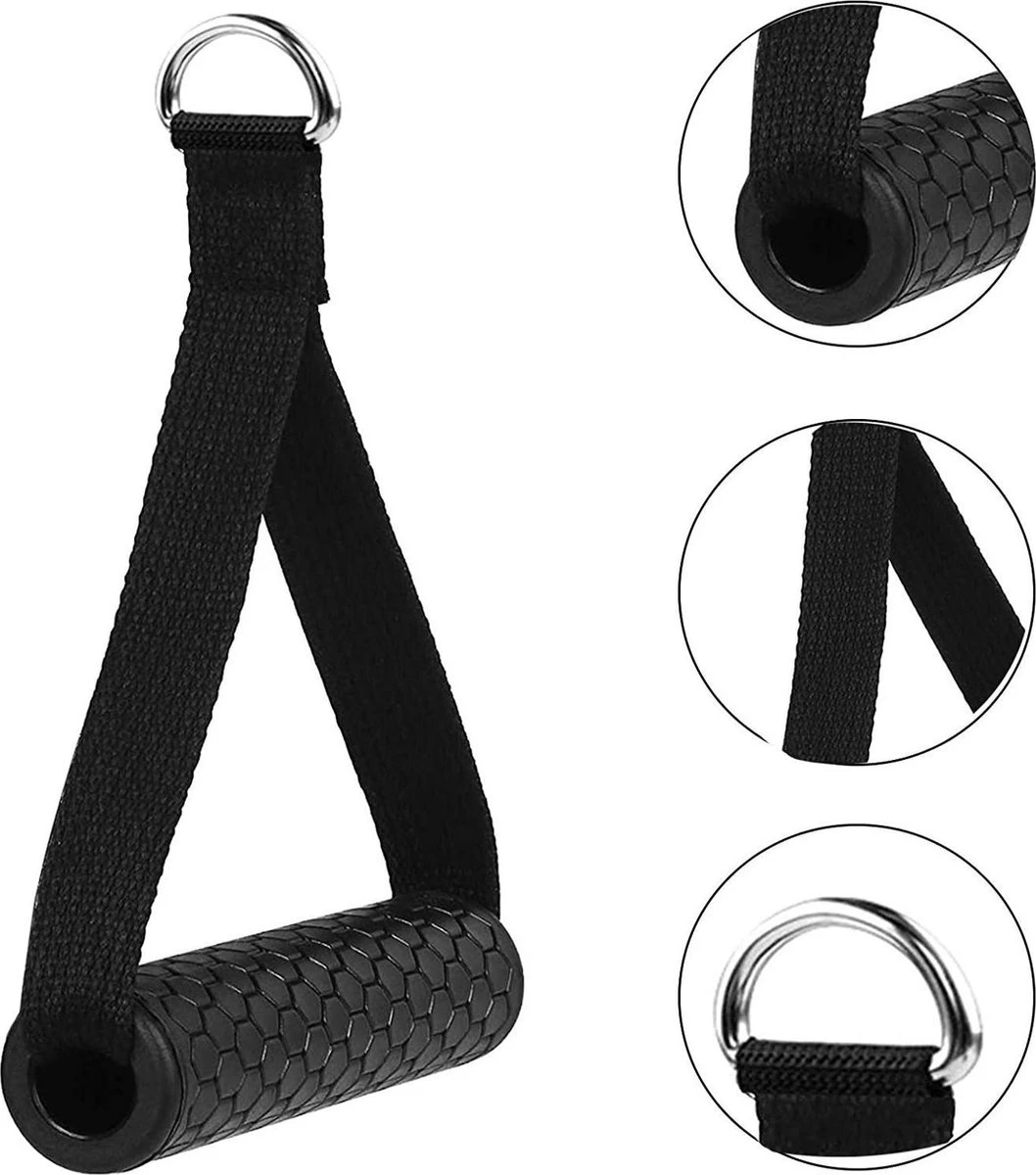 MJ Sports Premium Strap Handles Inclusief 2 Karabijnhaken - Handvatten Set - Voor Krachtstations En Weerstandsbanden - Cable Crossover - Fitness - Handgrepen Met D-ring - Zwart 10 MJ Sports Premium Strap Handles Inclusief 2 Karabijnhaken - Handvatten Set - Voor Krachtstations En Weerstandsbanden - Cable Crossover - Fitness - Handgrepen Met D-ring - Zwart - Afbeelding 8