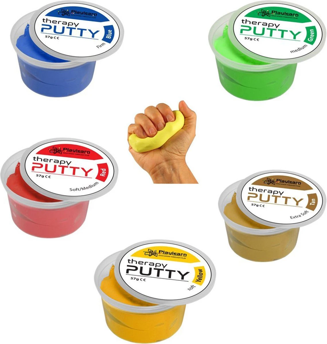 Sensory Tactile Theraputty Therapy Putty Multi Pack 5 Kleuren / 5 Sterktes - Handtrainer - Oefenklei - Kneedpasta 6 Sensory Tactile Theraputty Therapy Putty Multi Pack 5 Kleuren / 5 Sterktes - Handtrainer - Oefenklei - Kneedpasta - Afbeelding 4