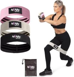NINN Sports - Weerstandsbanden Set Van 3 Roze/Zwart - Bootybands - Weerstandsband - Resistance Bands - Fitnessband