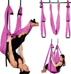 Yoga Aerial Swing Hangmat Compleet Systeem Met 3 Sets Handgrepen Gewicht Tot 300kg Roze -Fit Gear Verkoop 1158x1200 3
