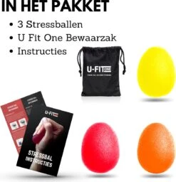 U-Fit One 3 Stuks Stressbal- Stressballen - Fidget - Handtrainer - Handknijper - Knijphalter -Fit Gear Verkoop 1160x1200 6