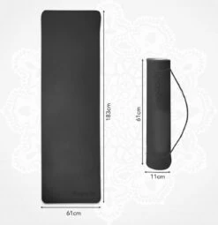 LifeGoods Yogamat - 61x183x0,6cm - Draagriem - Extra Dik - Zwart/Grijs -Fit Gear Verkoop 1161x1200 7