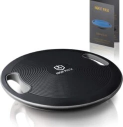 High Pulse Balance Board Incl. Oefenposter - Innovatief Wiebelbord Met Handgrepen Voor Het Trainen Van Evenwicht, Coördinatie En Kracht - Ook Geschikt Voor Fysiotherapie & Revalidatie (Ø 40 Cm | Zwart)