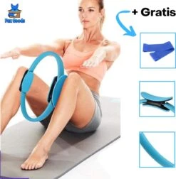 Fox Goods Pilates Ring - Yoga Ring - Sport Ring - Fitness Ring - Yoga Oefeningen - Blauw - 38CM - Gratis Resistance Band