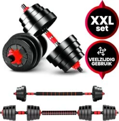 Venom Sports Verstelbare Dumbbell Set Tot 20kg – Professionele 2-in-1 Halterset Gewichten – Gebruiksvriendelijke Fitness Stang – Verstelbare Dumbbellset – Home Gym – Krachttraining – Rood