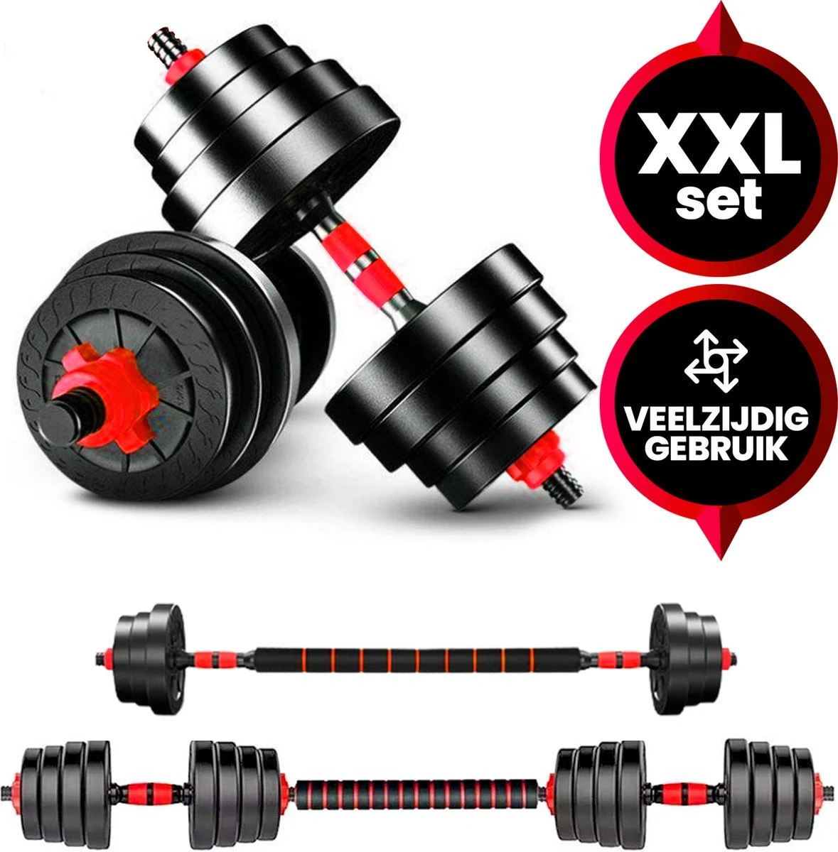Venom Sports Verstelbare Dumbbell Set Tot 30kg - Professionele 2-in-1 Halterset Gewichten - Gebruiksvriendelijke Fitness Stang - Rood 3 Venom Sports Verstelbare Dumbbell Set Tot 30kg - Professionele 2-in-1 Halterset Gewichten - Gebruiksvriendelijke Fitness Stang - Rood
