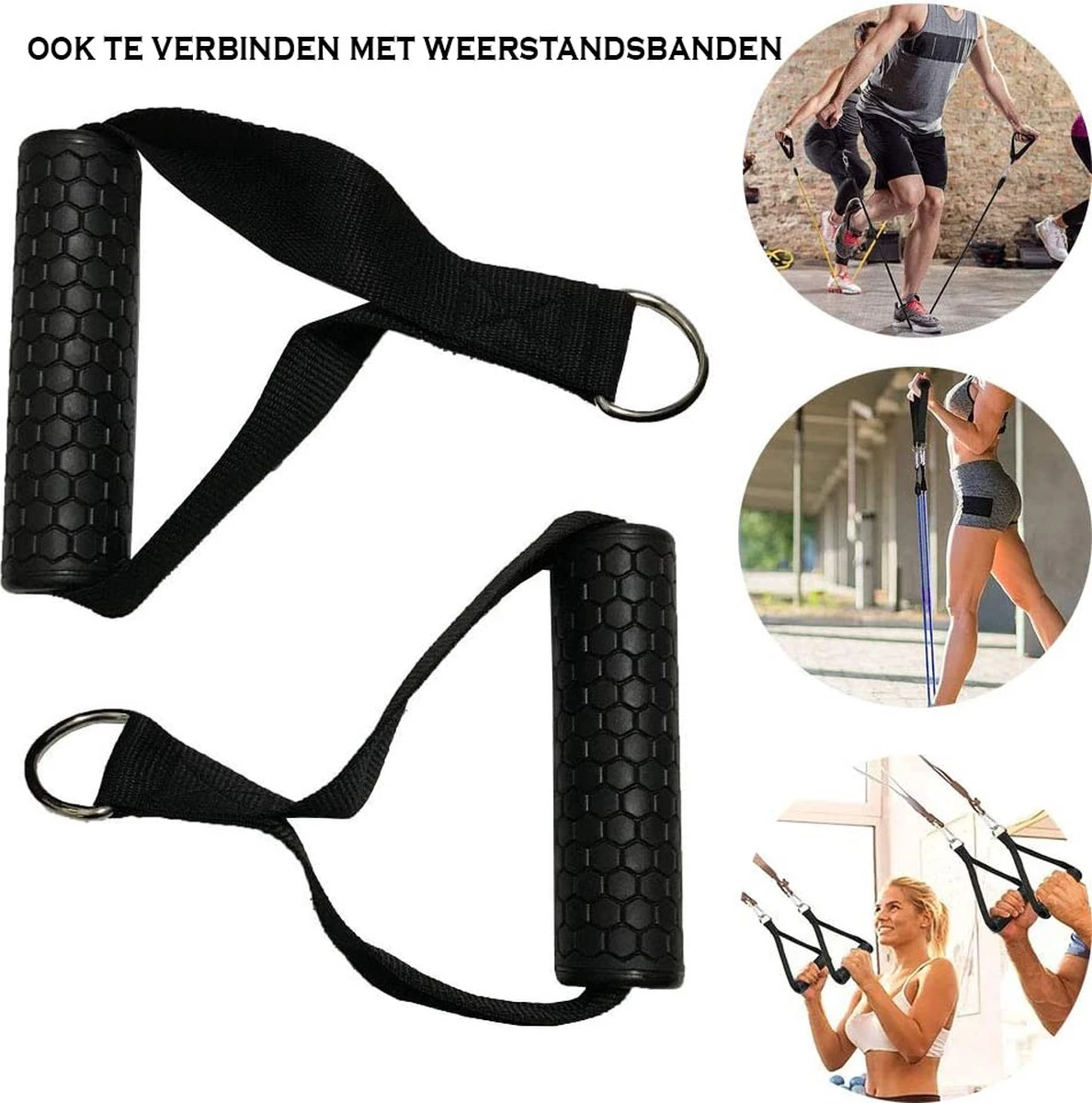 MJ Sports Premium Strap Handles Inclusief 2 Karabijnhaken - Handvatten Set - Voor Krachtstations En Weerstandsbanden - Cable Crossover - Fitness - Handgrepen Met D-ring - Zwart 13 MJ Sports Premium Strap Handles Inclusief 2 Karabijnhaken - Handvatten Set - Voor Krachtstations En Weerstandsbanden - Cable Crossover - Fitness - Handgrepen Met D-ring - Zwart - Afbeelding 11