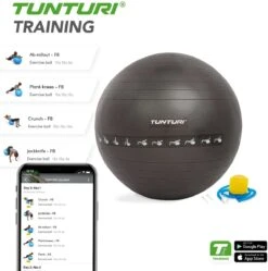 Tunturi Fitnessbal - Gymball - Swiss Ball - 75 Cm - Anti Burst - Inclusief Pomp - Zwart - Incl. Gratis Fitness App -Fit Gear Verkoop 1188x1200 35