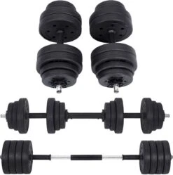 Songmics Dumbells - Halterset - Gewichten - Dumbells Set - Halters Verstelbaar - Met Verbindingsbuis - Set Van 30 Kg - Geel - Zwart