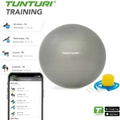 Tunturi Fitness Bal - Yoga Bal Inclusief Pomp - Pilates Bal - Zwangerschaps Bal - 75 Cm - Kleur: Zilver - Incl. Gratis Fitness App -Fit Gear Verkoop 1189x1200 6