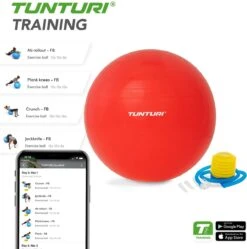 Tunturi Fitness Bal - Yoga Bal Inclusief Pomp - Pilates Bal - Zwangerschaps Bal - 75 Cm - Kleur: Rood - Incl. Gratis Fitness App -Fit Gear Verkoop 1190x1200 3