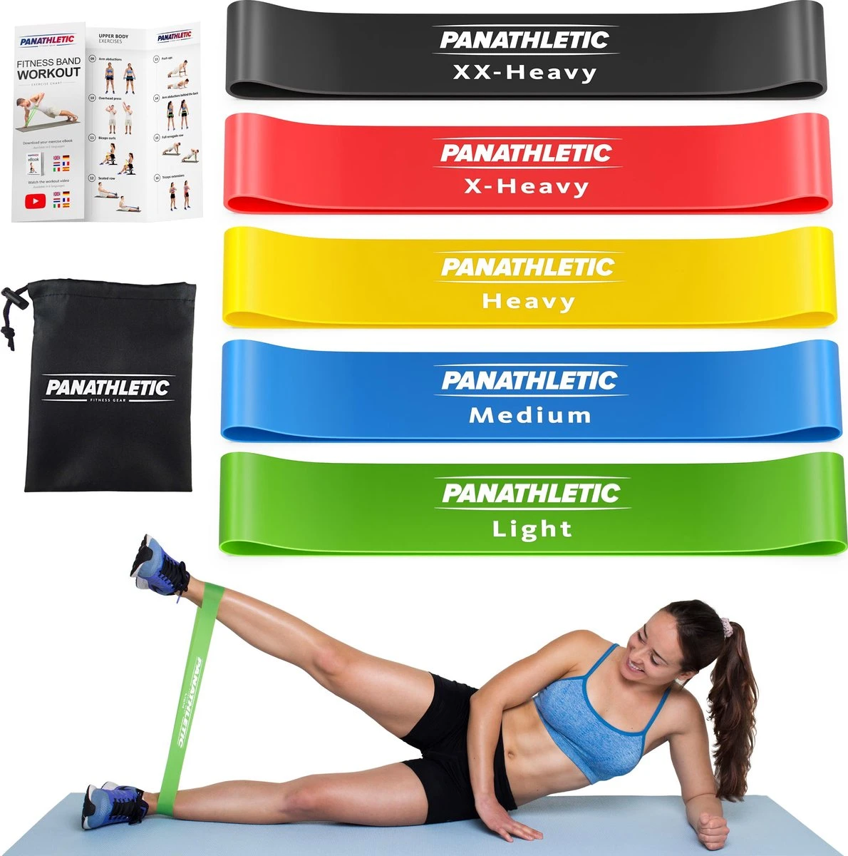 Panathletic Weerstandsbanden – Set Van 5 – Handleiding – Opbergzakje – EBook Met Extra Oefeningen – Multicolor 3 Panathletic Weerstandsbanden – Set Van 5 – Handleiding – Opbergzakje – EBook Met Extra Oefeningen – Multicolor