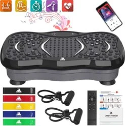 EVOLAND - Trilplaat Fitness Met Bluetooth Speaker - Ibration Plate Met 99 Snelheden En 5 Programma's - Incl Stretchbands En USB Port - Antislip Rubber - Trainingsapparatuur Voor Fitness En Uithoudingstraining