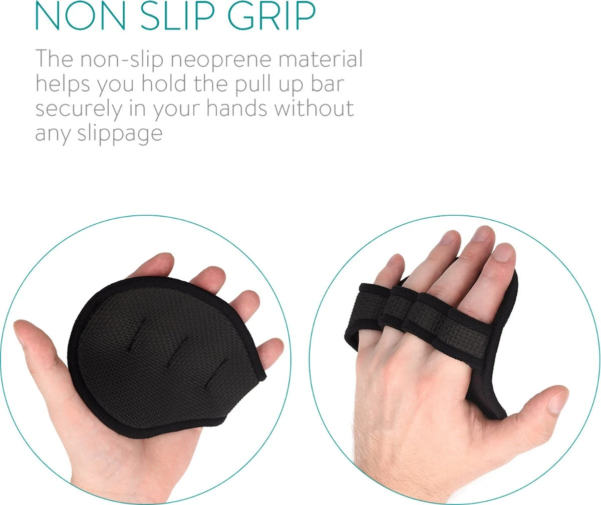 Navaris Universele Fitness Grip Pads - Handschoenen Geschikt Voor Powerlifting, Crossfit, Fitness En Bodybuilding - Geschikt Voor Alle Maten - Zwart 6 Navaris Universele Fitness Grip Pads - Handschoenen Geschikt Voor Powerlifting, Crossfit, Fitness En Bodybuilding - Geschikt Voor Alle Maten - Zwart - Afbeelding 4