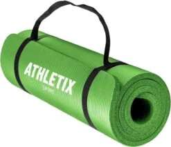 Athletix®‎ Premium NBR Fitnessmat - Yogamat - 183 X 61 X 1.5 Cm - Met Draagriem En Draagtas - Groen