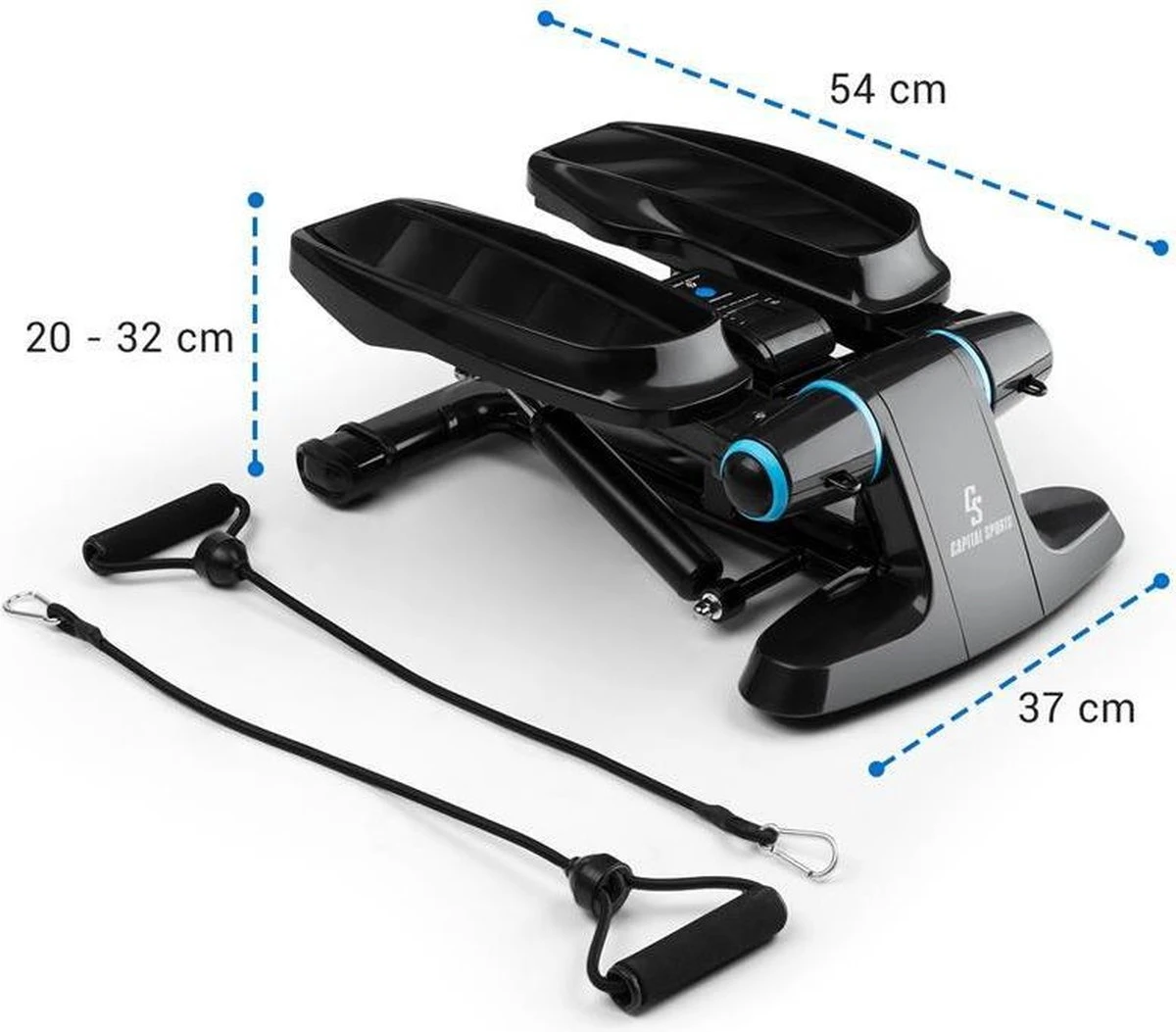 CAPITAL SPORTS Galaxy Step - Mini Stepper - Fitness Training Voor Thuis - LC Display - Inclusief Power Ropes - App Bediening - Blauw 4 CAPITAL SPORTS Galaxy Step - Mini Stepper - Fitness Training Voor Thuis - LC Display - Inclusief Power Ropes - App Bediening - Blauw - Afbeelding 2