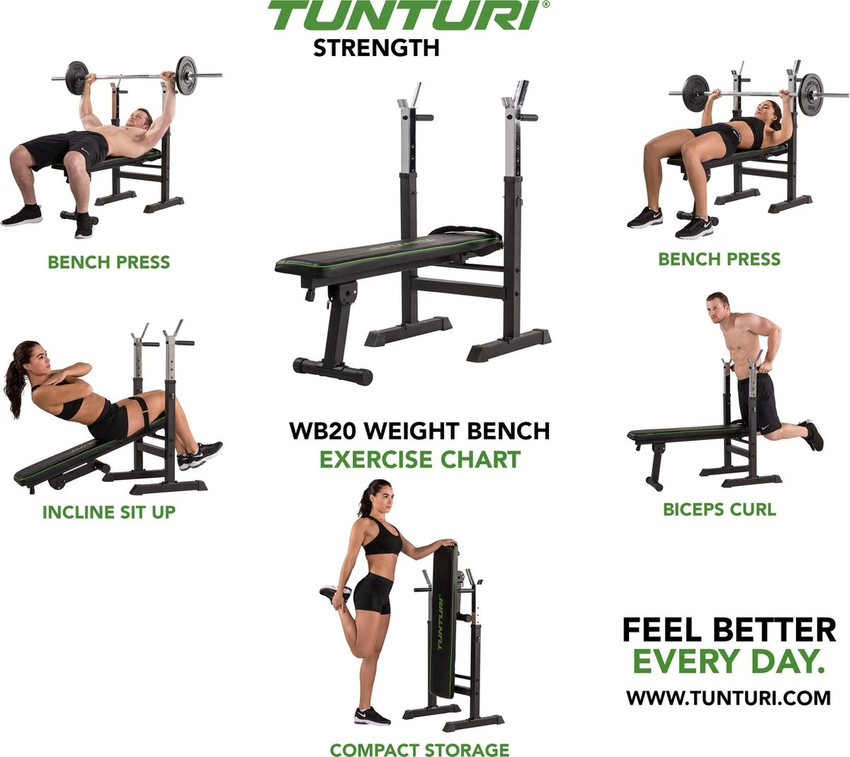 Tunturi WB20 Halterbank - Fitnessbank - Trainingsbank - Utility Bench - Opklapbaar - Bankdrukbank - Kleur: Zwart 7 Tunturi WB20 Halterbank - Fitnessbank - Trainingsbank - Utility Bench - Opklapbaar - Bankdrukbank - Kleur: Zwart - Afbeelding 5