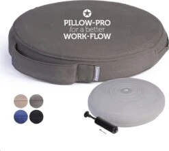 Dynaseat Balanskussen Voor Volwassenen En Kinderen – Ergonomisch Wiebelkussen Met Lucht - 33x7 Cm - Bruin/Grijs – Incl. Pompje