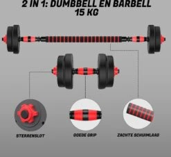 ForzaFit Halterset 15kg - Dumbbelset - Barbell Halterstang Met Gewichten - Fitness Stang - Zwart -Fit Gear Verkoop 1200x1100