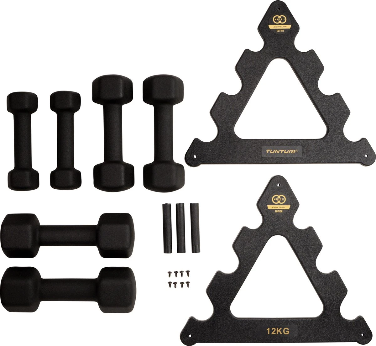 Tunturi Gewichten Centuri - Halterset - Dumbbell Set - Neopreen Dummbbells - 1 T/m 3kg - 3 Paar - Incl. Gratis Fitness App 6 Tunturi Gewichten Centuri - Halterset - Dumbbell Set - Neopreen Dummbbells - 1 T/m 3kg - 3 Paar - Incl. Gratis Fitness App - Afbeelding 4
