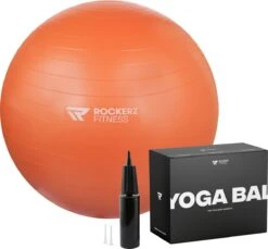 Rockerz Fitness® - Yoga Bal Inclusief Pomp - Pilates Bal - Fitness Bal - Zwangerschapsbal - Goede Houding Bij Het Thuiswerken - 65 Cm - Kleur: Oranje