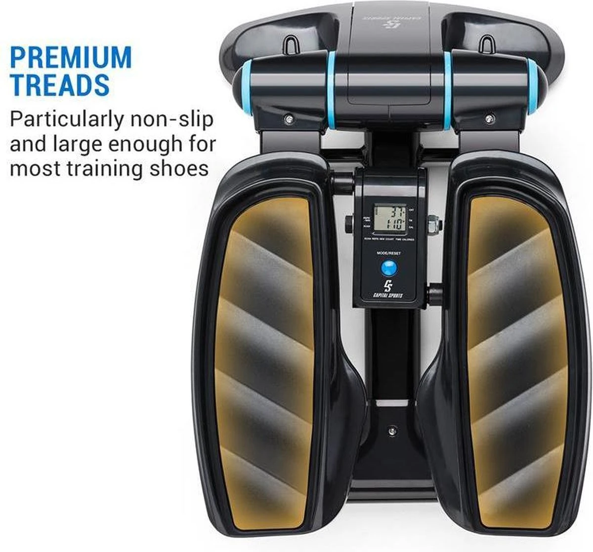 CAPITAL SPORTS Galaxy Step - Mini Stepper - Fitness Training Voor Thuis - LC Display - Inclusief Power Ropes - App Bediening - Blauw 5 CAPITAL SPORTS Galaxy Step - Mini Stepper - Fitness Training Voor Thuis - LC Display - Inclusief Power Ropes - App Bediening - Blauw - Afbeelding 3