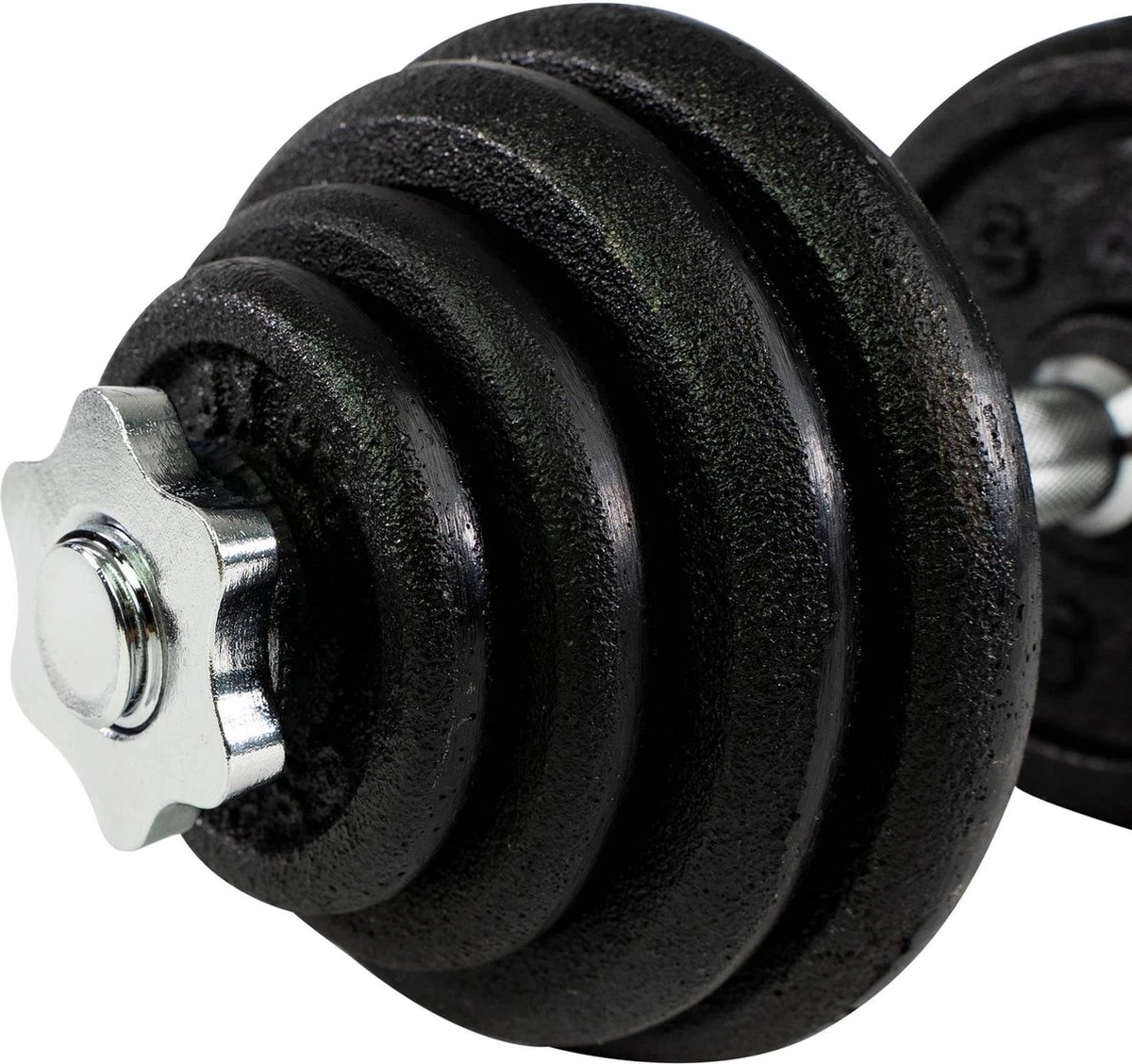 RS Sports Dumbellset - Halterset Met Gewichten - Totaal 30 Kg - 2 Stangen - Zwart 7 RS Sports Dumbellset - Halterset Met Gewichten - Totaal 30 Kg - 2 Stangen - Zwart - Afbeelding 5