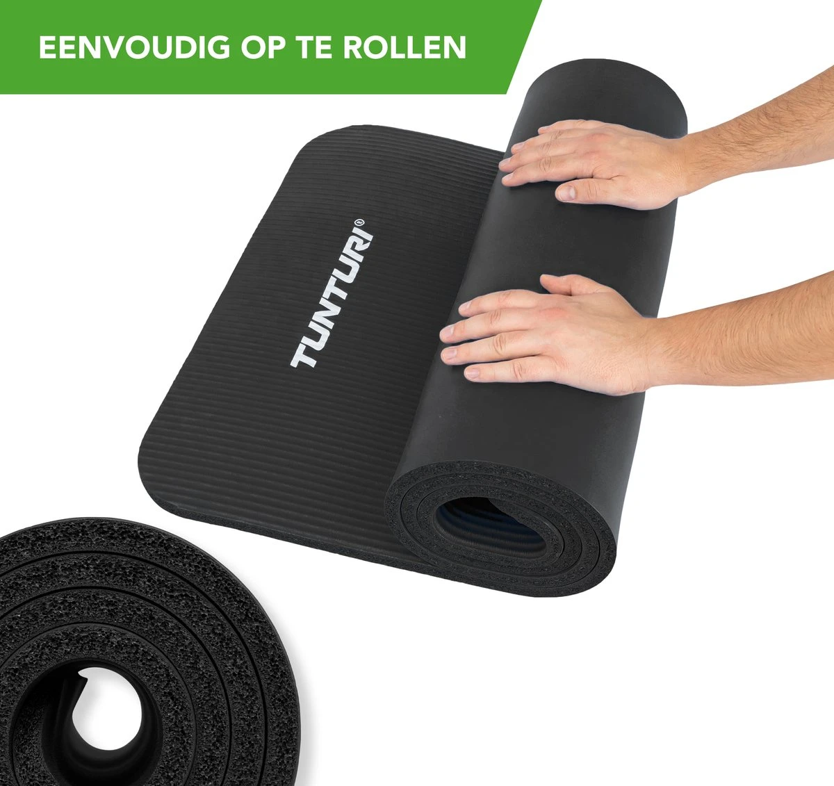 Tunturi Fitnessmat - Yogamat - Sportmat Gemaakt Van Zacht NBR Materiaal - 180 X 60 X 1,5cm - Zwart - Incl. Gratis Fitness App 5 Tunturi Fitnessmat - Yogamat - Sportmat Gemaakt Van Zacht NBR Materiaal - 180 X 60 X 1,5cm - Zwart - Incl. Gratis Fitness App - Afbeelding 3