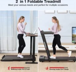 Merkloos Loopband - 2 In 1 Opvouwbare Draagbare Loopband - Elektrische Loopband - Met Monitor - Antislip - Verplaatsen En Op Te Bergen - Voor Thuis En Kantoor Gym 1-16 Km/u - 3.0HP - Zwart（excl.Smeerolie） -Fit Gear Verkoop 1200x1131