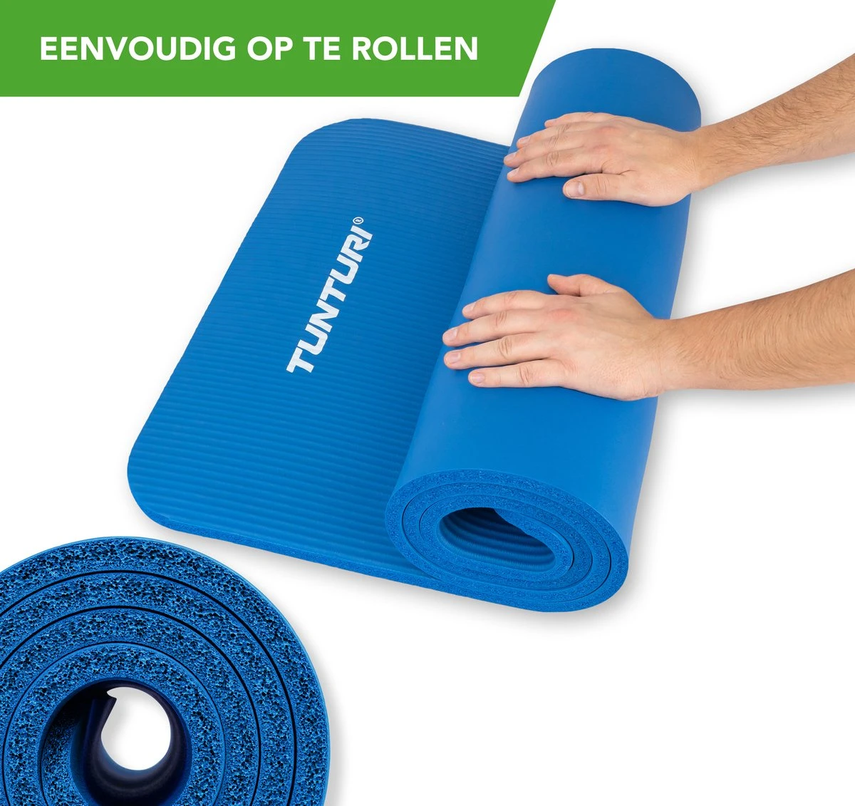 Tunturi Fitnessmat - Yogamat - Sportmat Gemaakt Van Zacht NBR Materiaal - 180 X 60 X 1,5cm - Blauw - Incl. Gratis Fitness App 5 Tunturi Fitnessmat - Yogamat - Sportmat Gemaakt Van Zacht NBR Materiaal - 180 X 60 X 1,5cm - Blauw - Incl. Gratis Fitness App - Afbeelding 3