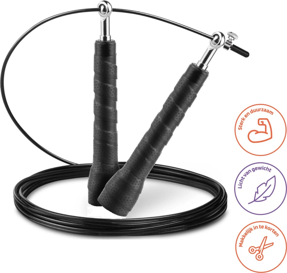 JOBBER - Springtouw - Verstelbaar - Speedrope - Volwassenen - 300cm 3 JOBBER - Springtouw - Verstelbaar - Speedrope - Volwassenen - 300cm
