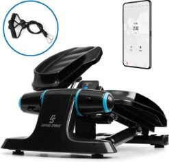 CAPITAL SPORTS Galaxy Step - Mini Stepper - Fitness Training Voor Thuis - LC Display - Inclusief Power Ropes - App Bediening - Blauw