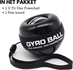 U-Fit One PowerBall Met Autostart - Forceball - WristBall - Spinner - Handtrainer - Polstrainer - Stressbal - Zwart -Fit Gear Verkoop 1200x1150 15
