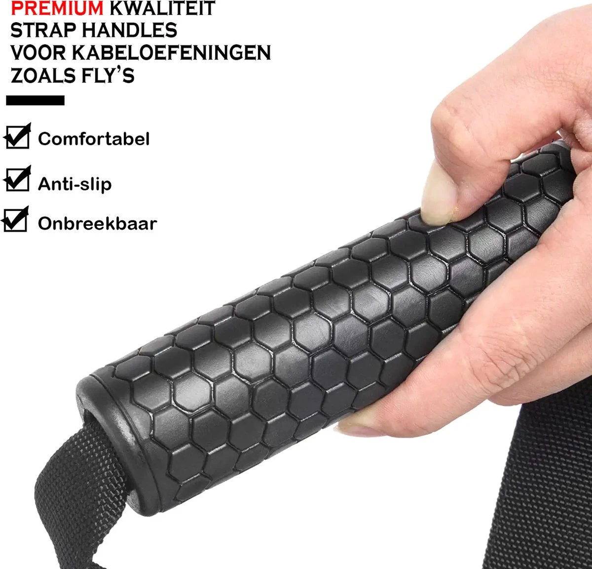 MJ Sports Premium Strap Handles Inclusief 2 Karabijnhaken - Handvatten Set - Voor Krachtstations En Weerstandsbanden - Cable Crossover - Fitness - Handgrepen Met D-ring - Zwart 5 MJ Sports Premium Strap Handles Inclusief 2 Karabijnhaken - Handvatten Set - Voor Krachtstations En Weerstandsbanden - Cable Crossover - Fitness - Handgrepen Met D-ring - Zwart - Afbeelding 3