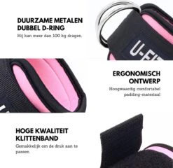 U Fit One Barbell Pad & 2 Stuks Ankle Straps Set - Enkelband - Ankle Cuff Strap - Enkel Strap - Billen Trainer - Nekbeschermer - Barpad - Squat Sponge Bar Pad - Schouderpad - Halterstang - Lunges - Hip Thrust - Roze -Fit Gear Verkoop 1200x1166 6