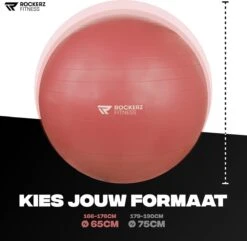 Rockerz Fitness® - Yoga Bal Inclusief Pomp - Pilates Bal - Fitness Bal - Zwangerschapsbal - Goede Houding Bij Het Thuiswerken - 65 Cm - Kleur: Rose Gold -Fit Gear Verkoop 1200x1173 7