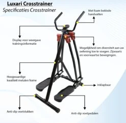 Luxari - Crosstrainer - Voor- En Zijwaartse Bewegingen - Inc. Hartslagfunctie - Hometrainer - Elliptische Trainer -Fit Gear Verkoop 1200x1174