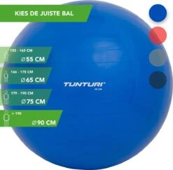 Tunturi Fitness Bal - Yoga Bal Inclusief Pomp - Pilates Bal - Zwangerschaps Bal - 90 Cm - Kleur: Blauw - Incl. Gratis Fitness App -Fit Gear Verkoop 1200x1179 5