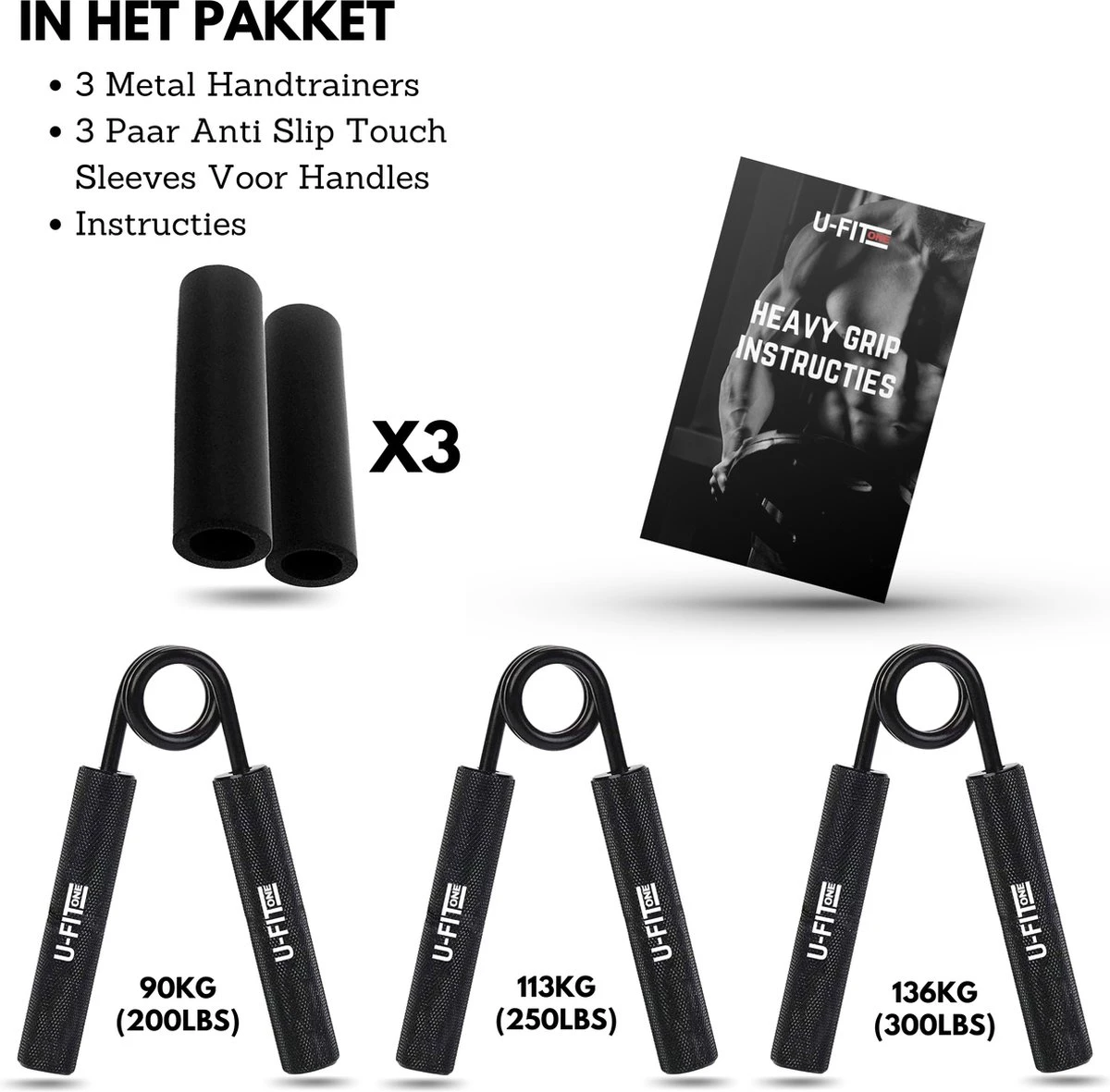 U-Fit One 3 Delige Metal Handtrainer Set - 90kg, 113kg, 136kg - Grip Trainer - Handknijper - Knijphalter - Armtrainer - Hand Knijper - Handgripper - Heavy Gripper - Onderarm - Buigveer - Zwart 9 U-Fit One 3 Delige Metal Handtrainer Set - 90kg, 113kg, 136kg - Grip Trainer - Handknijper - Knijphalter - Armtrainer - Hand Knijper - Handgripper - Heavy Gripper - Onderarm - Buigveer - Zwart - Afbeelding 7