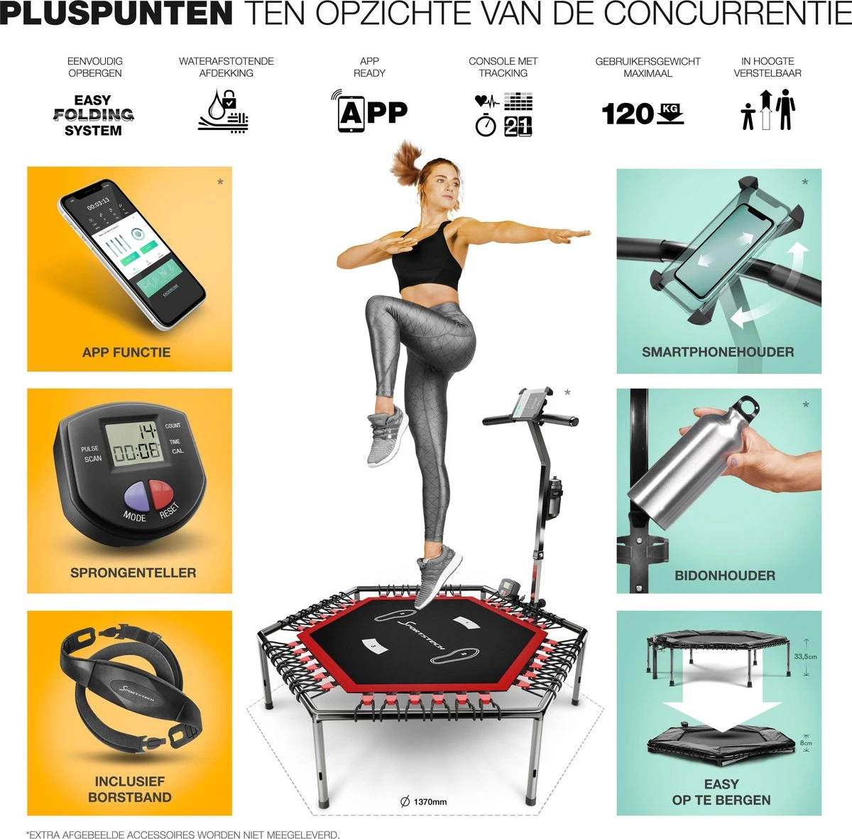 Sportstech Germany - HTX100 Smart Fitness-trampoline Met App 10 Sportstech Germany - HTX100 Smart Fitness-trampoline Met App - Afbeelding 8