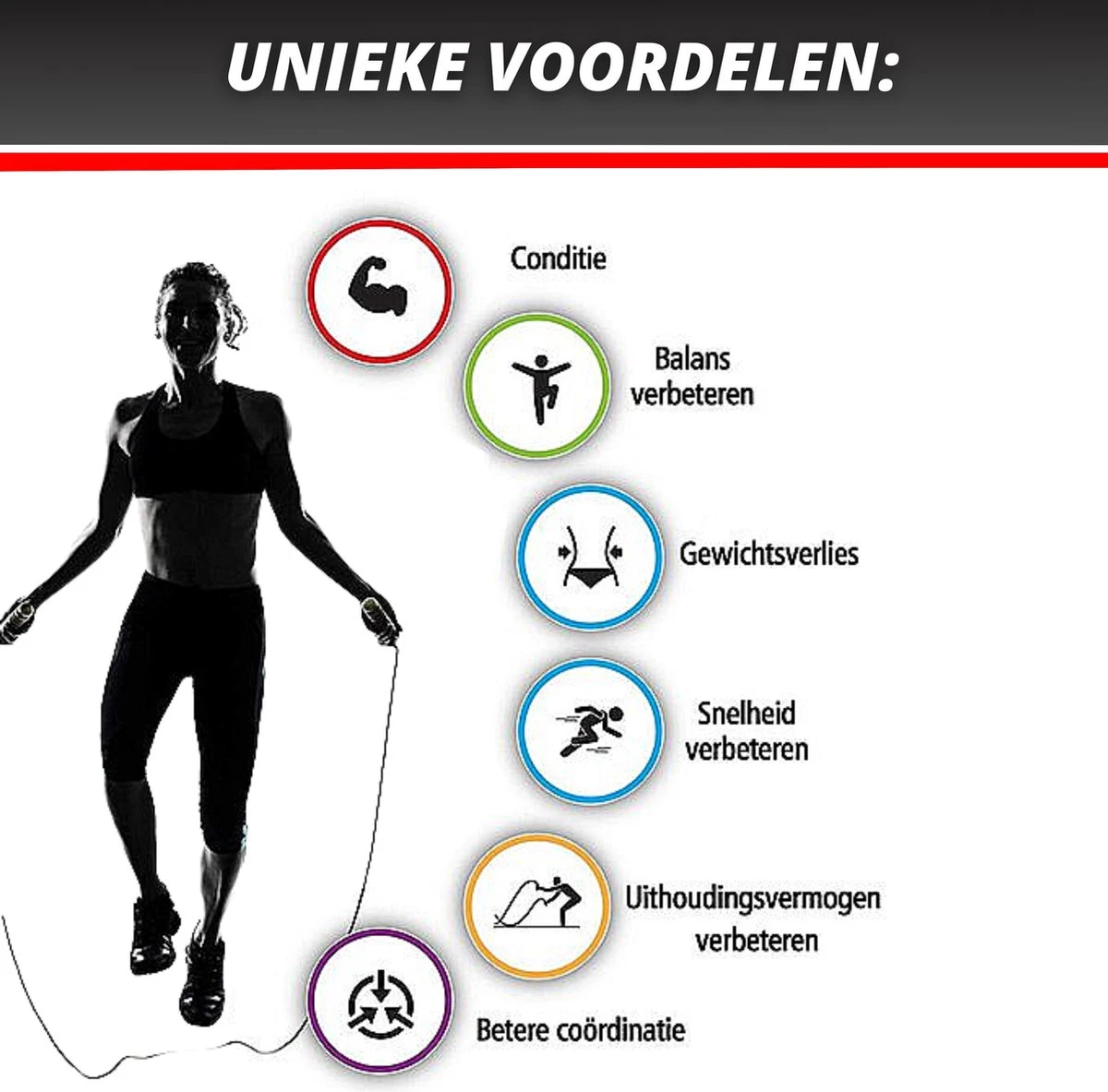 Professioneel Crossfit & Fitness Springtouw – Jump Rope – Speedrope – Verstelbaar – Rood 9 Professioneel Crossfit & Fitness Springtouw – Jump Rope – Speedrope – Verstelbaar – Rood - Afbeelding 7