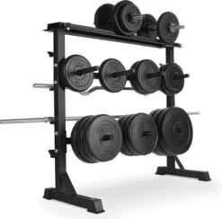 Halterrek - Halterstandaard - Halter Standaard - Dumbbell Rek - Gewichtenrek - 3 Niveaus - Zwart
