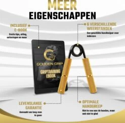 Gouden Grip Handknijper Level 3 (68kg) + GRATIS Griptraining E-book - Handtrainer - Handgripper - Handknijper Fitness - Knijphalter - Onderarm Trainer - Heavy Grip - Buigveer -Fit Gear Verkoop 1200x1187 19