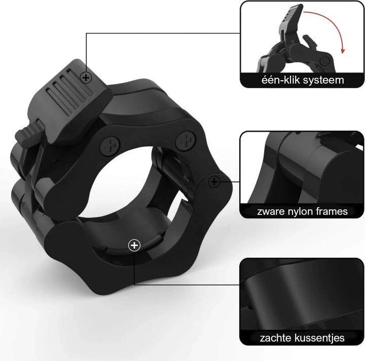 MJ Sports Premium Jaw Collar Set - Haltersluitingen - Halterklemmen - Halterstangsluiting - Jaw Collars - Olympic Barbell - Fitness - Set Van 2 - 50mm - Zwart 6 MJ Sports Premium Jaw Collar Set - Haltersluitingen - Halterklemmen - Halterstangsluiting - Jaw Collars - Olympic Barbell - Fitness - Set Van 2 - 50mm - Zwart - Afbeelding 4