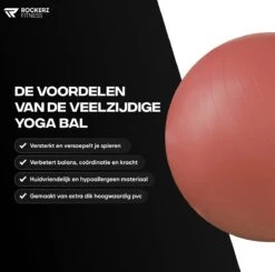 Rockerz Fitness® - Yoga Bal Inclusief Pomp - Pilates Bal - Fitness Bal - Zwangerschapsbal - Goede Houding Bij Het Thuiswerken - 65 Cm - Kleur: Rose Gold -Fit Gear Verkoop 1200x1191 15