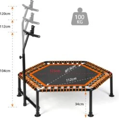 FOXSPORT Trampoline - Jump - Fitness - Volwassene Of Kindertrampoline - Met Telefoonhouder - Fitness Trampoline Met Handvat - Mini Trampoline - Kleine Trampoline - Sport Trampoline - Inclusief Handgrip - Fitnesstrampolines - Vereist Montage - 123 Cm -Fit Gear Verkoop 1200x1191 2